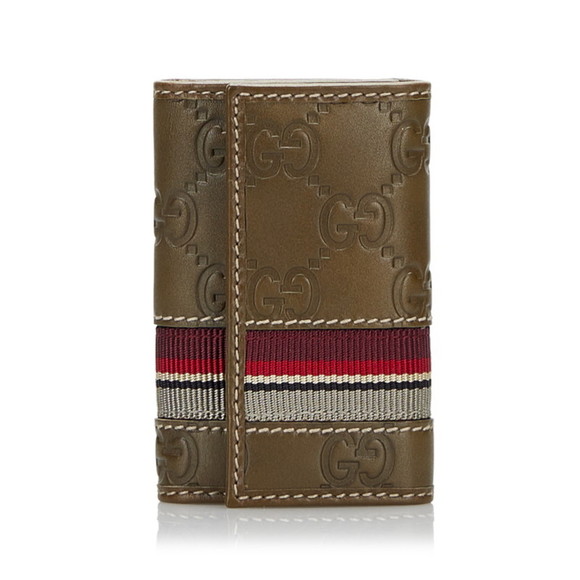 Gucci Other - GUCCI Shima 6 Row Key Case 138077 Khaki Leather Men's